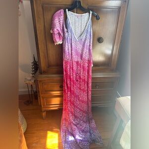 Calypso St Barth silk boho, shoulder cut out dress. Size S